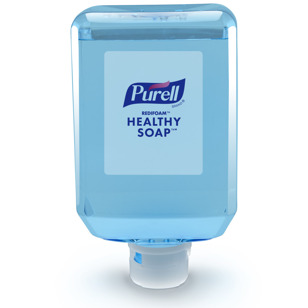 A rectangular blue liquid soap refill container with a dispensing cap at the bottom. PURELL HEALTHY SOAP™ REDIFOAM™ Foam Soap (2000 ml., 2/Case)